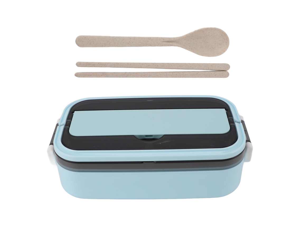 Fiambrera Bento De Acero Inoxidable 304 Apta Para Microondas, Con Compartimentos, Portátil, Azul Cielo, 700 Ml.
