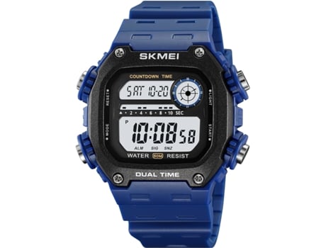 VEANXIN Hombres Digital Cuadrado Cara Impermeable Fecha LED Relojes Despertadores-Negro plata