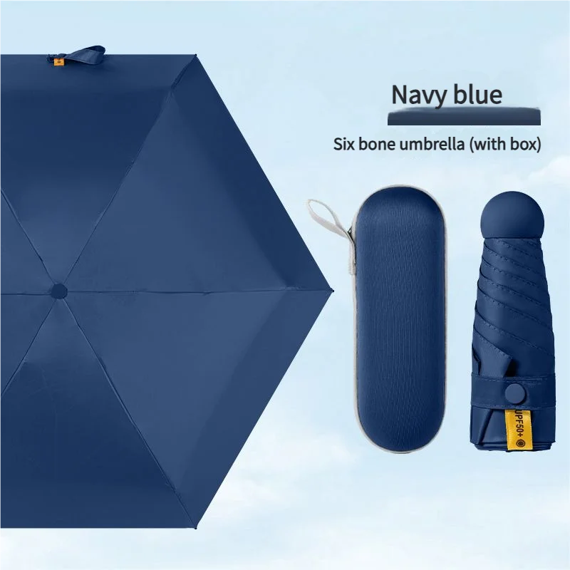 Paraguas De Mujer (azul Marino), Protección Uv, Apto Para Sol Y Lluvia, Paraguas De Bolsillo.