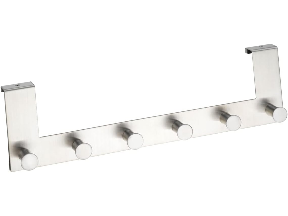 Perchero De Puerta - Toallero - Perchero Con 6 Ganchos - Acero Inoxidable - 39 X 11 X 5,5 Cm - Plata