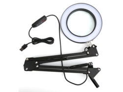 Lupa Led Ajustable 5x Con Abrazadera De Mesa, 3 Niveles De Luz, Brazos Retráctiles Para Soldar Y Leer.