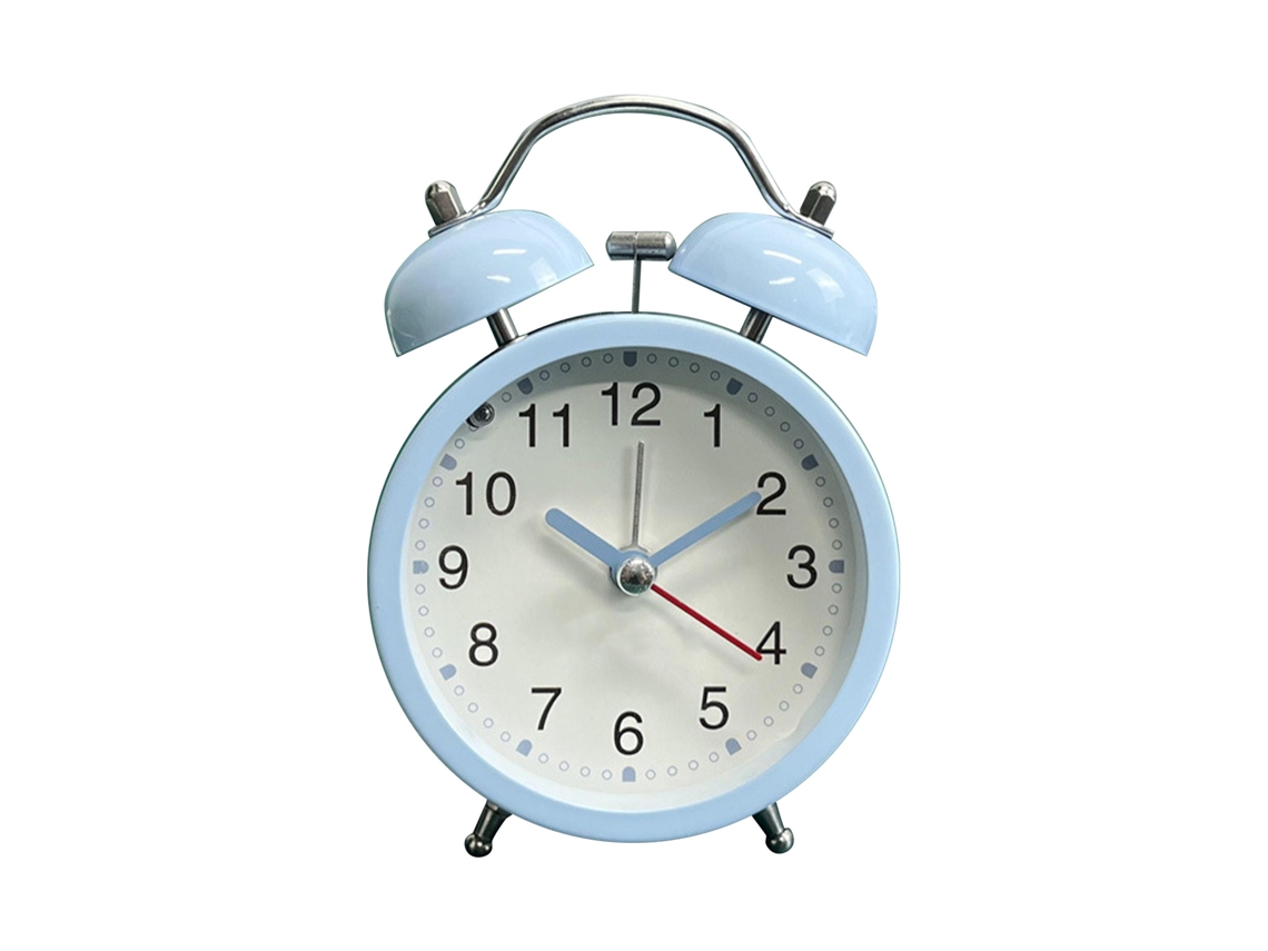 Reloj Despertador Con Campana Metálica De 7,6 Cm (3 Pulgadas), Luz Nocturna Y Sonido Potente, Ideal Para Niños Y Estudiantes, Color Azul.