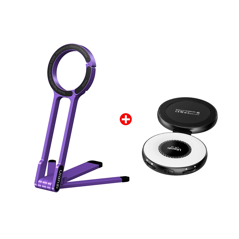 Kit de trípode magnético MA30 morado con LM19, MagSafe, aluminio, compatible con iPhone 16 y otros