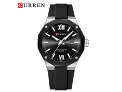 Reloj Deportivo Casual Para Hombre (plateado Y Negro) Con Correa De Caucho, Calendario Y Resistente Al Agua.