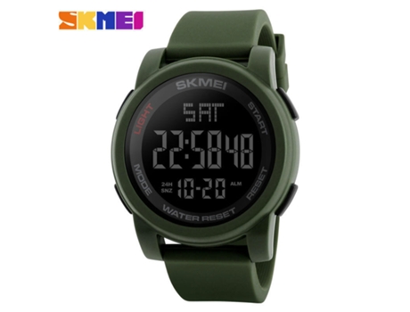 Reloj deportivo digital para hombre Pantalla LED Cronómetro luminoso resistente al agua Reloj despertador-Verde militar LUUCOZK