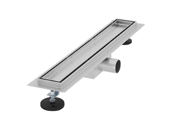 Canal de ducha de acero inoxidable alicatable de 50 cm y sifón Juego completo Plata Plana LUXEBATH