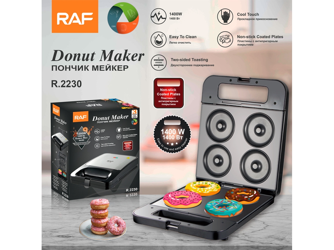 Cafetera para desayuno, máquina para hacer donas, máquina para hacer waffles, calefacción automática, doble cara, campana eléctrica para galletas, Mdug