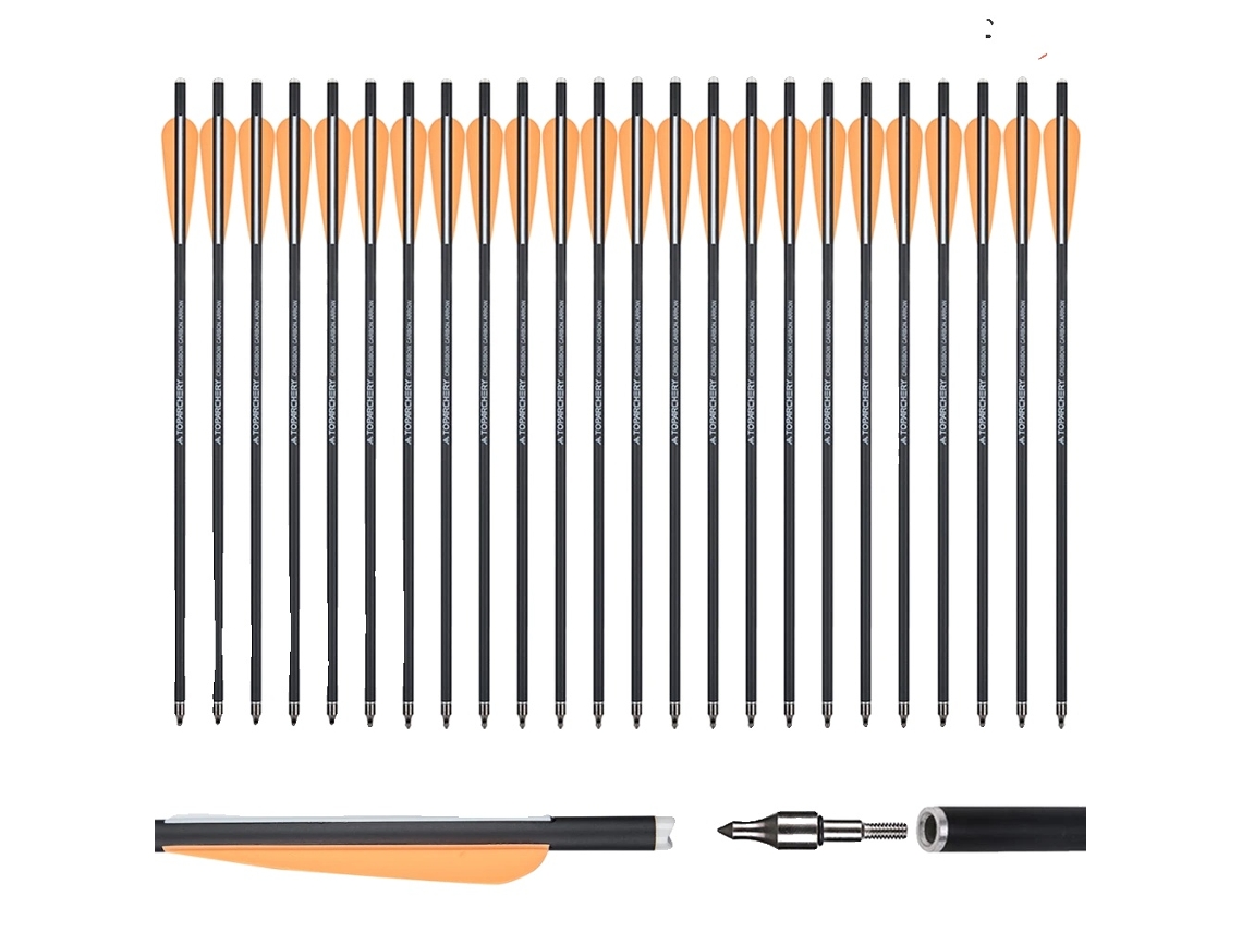 Flechas de carbono, eje de carbono mixto, punta reemplazable, naranja, 24 unidades OEM