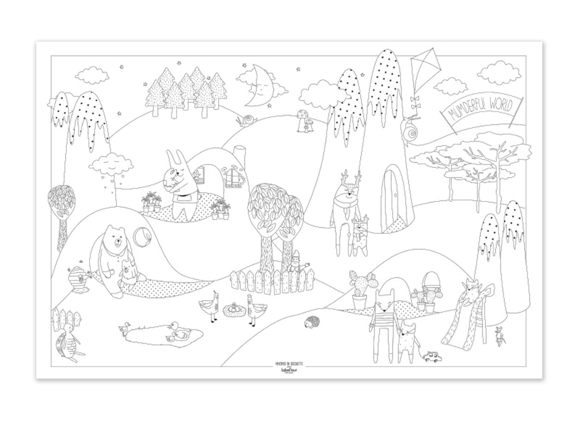 Jogo de Mesa LABEL'TOUR CRÉATIONS Giant Poster To Colour In Marvelous World (3 Anos)