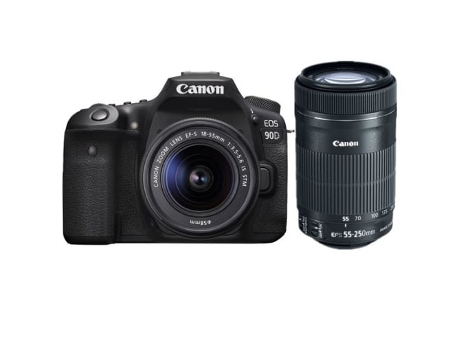 Kit Cámara Réflex CANON 90D EF-S 18-55mm F3.5-5.6 IS STM + EF-S 55-250MM F4-5.6 IS STM