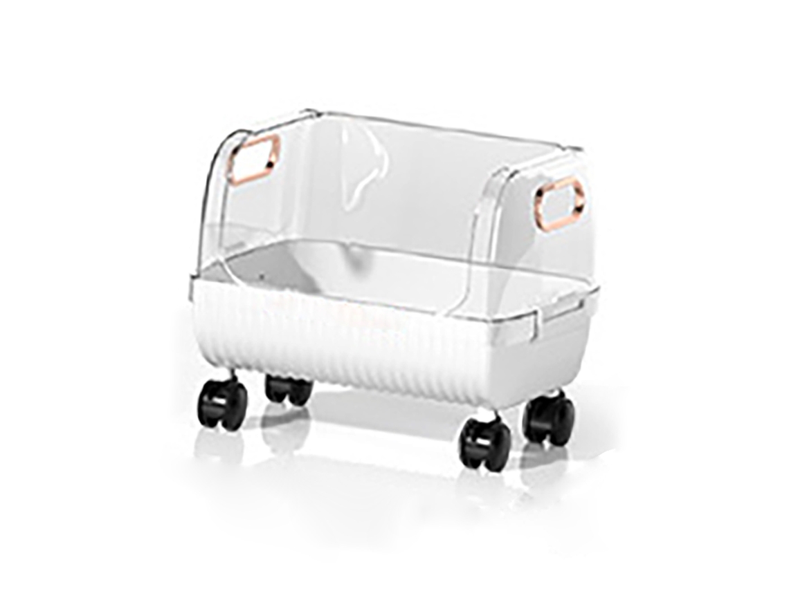 Estante para refrigerios extraíble blanco, carrito móvil multifunción para almacenar refrigerios con cubierta antipolvo, ruedas giratorias, 1 nivel (36,5 x 3
