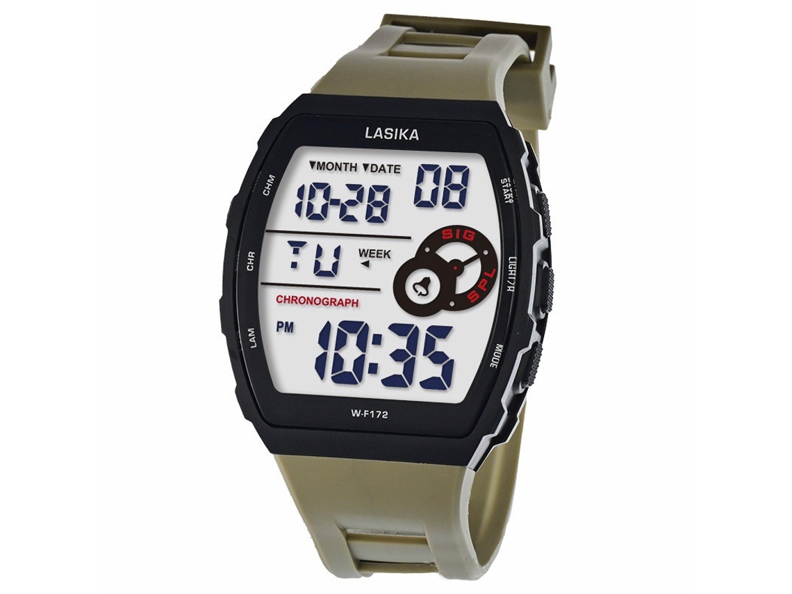 Reloj Deportivo Impermeable (color Caqui) Con Luz Luminiscente...