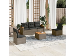 Conjunto de sofá de jardín de 6 piezas con cojines de mimbre gris Lovely Home