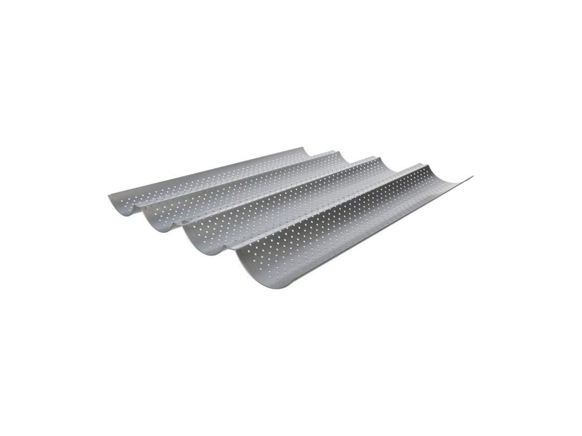 2026-26788-bandeja Para Hornear 4 Baguettes, Antiadherente, Perforada, Metal, Distribución Uniforme Del Calor, 37.5x32.5x2.5 Cm
