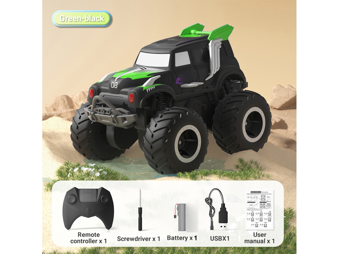 Ymsl Coche De Control Remoto Acrobático, 4wd 2.4 Ghz, Anfibio, Todo Terreno, Regalo Para Niños Niñas, Verde Hxl