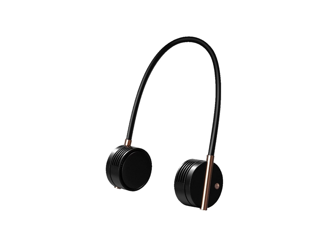 Ventilador de cuello Microfan (adquirido en Taobao), negro, 2000 mAh, doble turbo, gran flujo de aire, ajustable a tres velocidades.