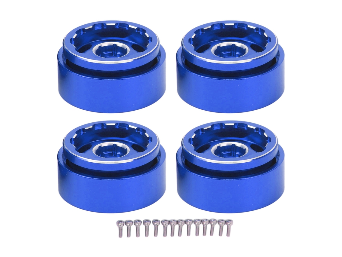 4 Llantas Beadlock De Aleación De Aluminio De 1 Pulgada Para Coches Rc Traxxas Axial Scx24 A Escala 1/18 Y 1/24 - Azul
