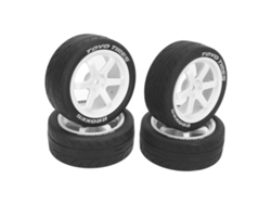 Mali 4 Pneus de Borracha para Rc 1/10 com Rodas de Plástico, Superfície Lisa, Amortecimento Forte, Compatível com Tamiya Tt01 Tt02 Branco