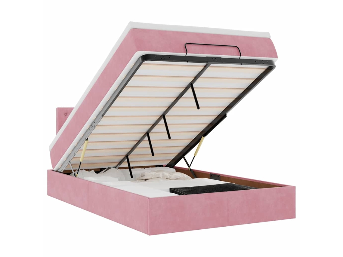 Maison Exclusive - Estructura De Cama Otomana Colchón Terciopelo Rosa 120x200cm