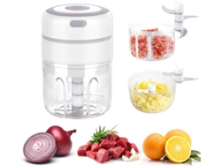 XYVONA Picador Elétrico Mini Para Cebola Com 2 Copos, 250ml100ml, Batedeira Elétrica Multiusos Para Legumes, Frutas E Carne, Recarregável Por Usb (branco)