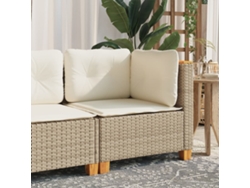 Sillón De Esquina De Jardín | Sofá De Exterior Con Cojines Ratán Sintético Beige Wsd204124