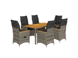 Maison Exclusive - Set Comedor Jardín 7 Pzas Y Cojines Ratán Sintético Gris