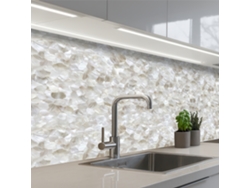Paneles blancos para salpicadero de cocina - Diseño de pinceladas - Efecto relieve 200x80 cm