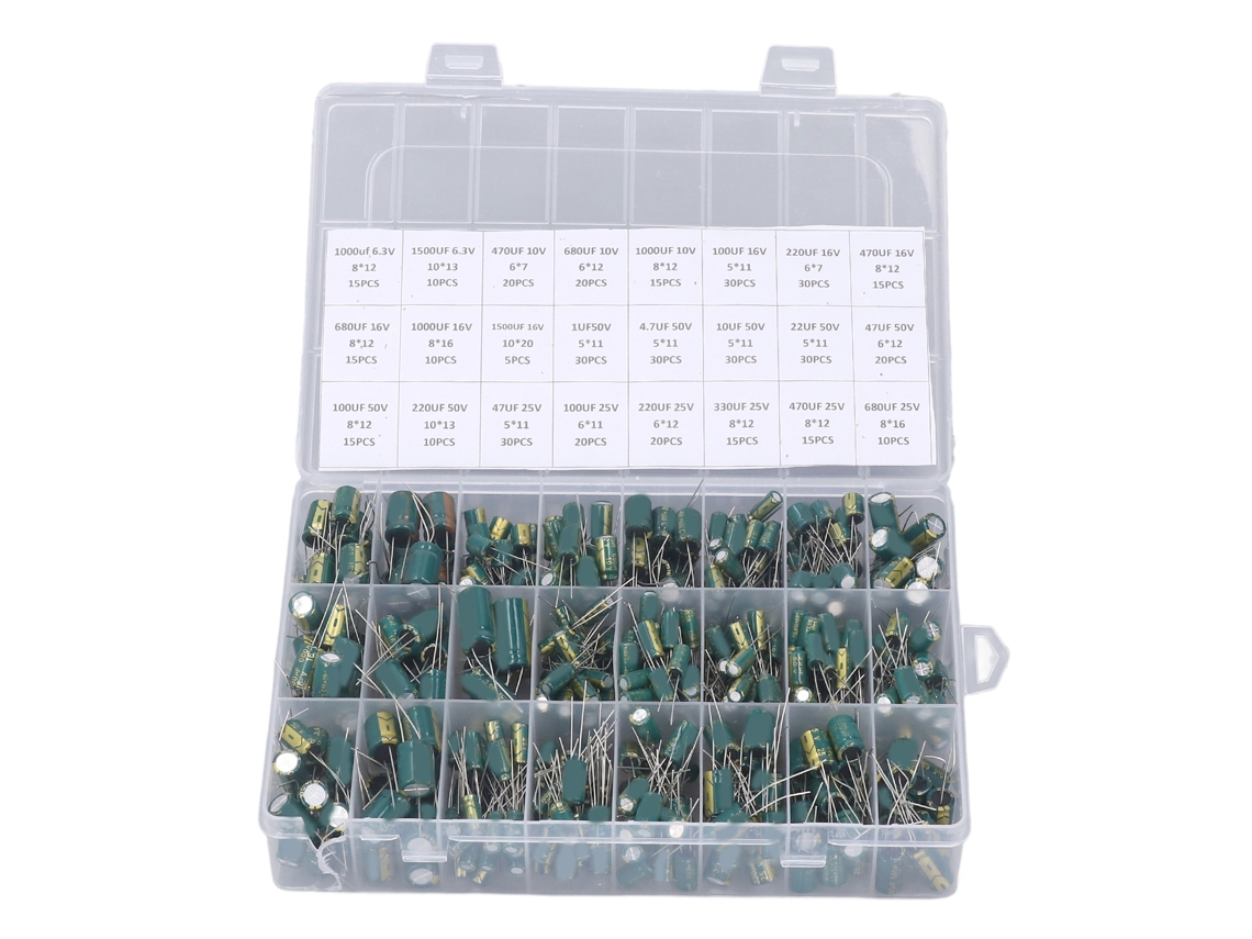 Kit De 460 Condensadores Electrolíticos De Aluminio, 6,3 V-50 V, Color Verde, Con Estuche De Almacenamiento.