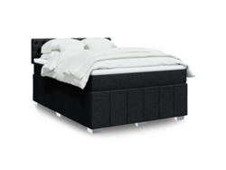 Cama Box Spring Con Colchón Tela Negro 140x190 Cm