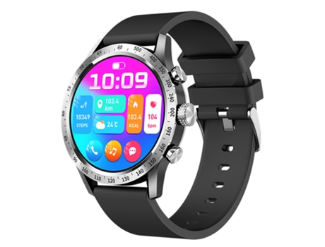 Reloj inteligente SHAH ARPAN HT20 con monitorización de frecuencia cardíaca y presión arterial, deportes, borde plateado (silicio negro)