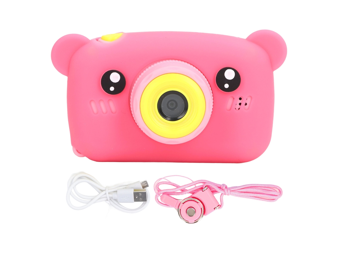 Rebe-câmera Portátil Para Crianças Linda Câmera Digital De Desenho Animado Com Cordão Presente De Aniversário Rosa