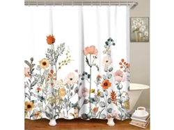 2026-cortina De Ducha Linjou De Tela Con 12 Ganchos Patrón Floral Moderno Lavable A Máquina 180x200cm