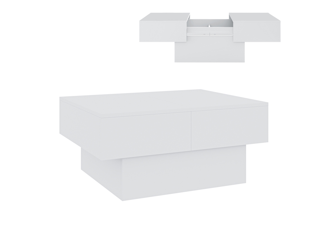 Mesa de centro extensible Lens 80x60x36 cm blanca [EN.CASA]