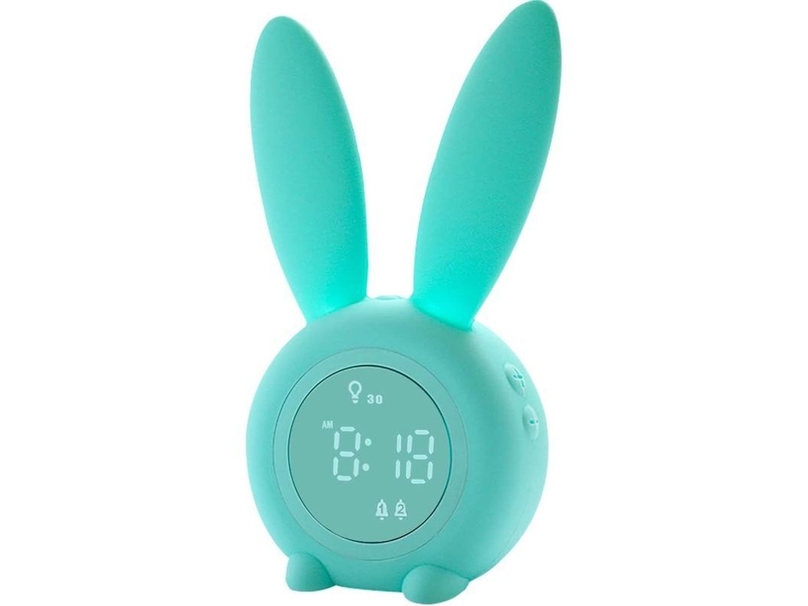 2026-reloj Despertador Para Niños Con Luz Nocturna Conejo, 6 Tonos, Temporizador, Batería Recargable 2000mah (verde)