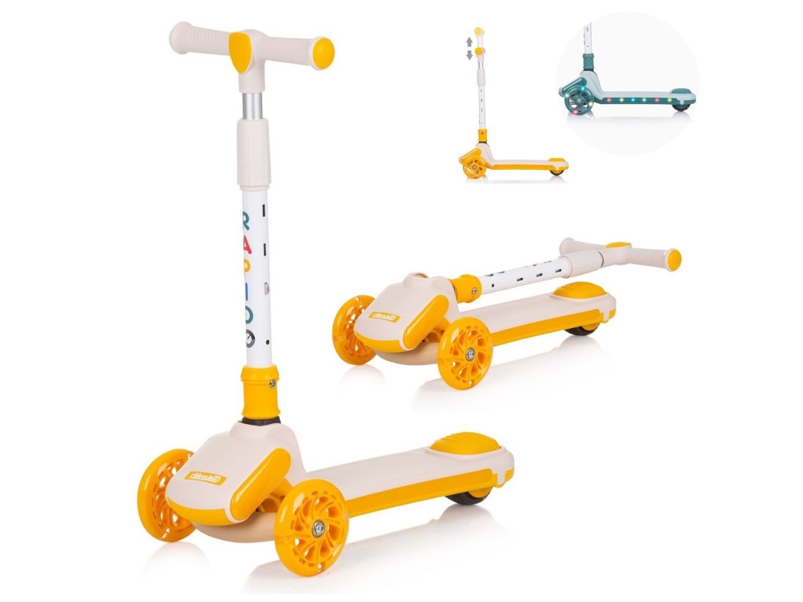 Patinete infantil RAPIDO, plegable con luces LED y hasta 50 kg de Chipolino Yellow