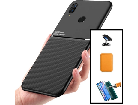 Kit Carcasa, Protector 5D y Soporte Magnético Huawei P Smart Z PHONECARE Magnetic Lux, Magentic Wallet Naranja