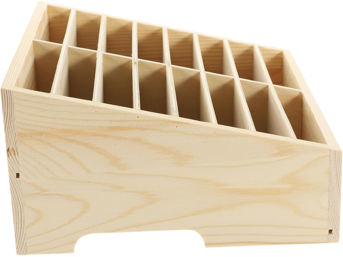 Caja De Madera Multirejilla Para Teléfono, Organizador De Escritorio Versátil Con Compartimentos.