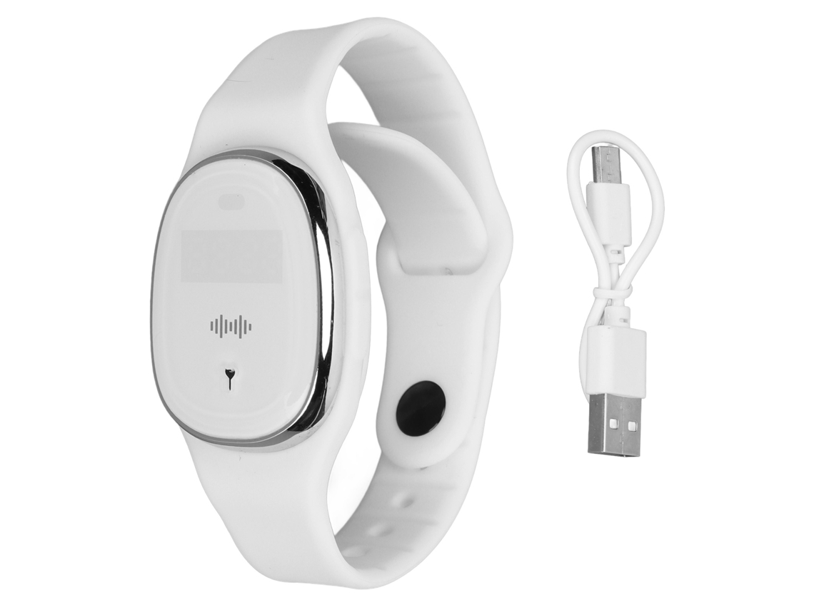 Reloj De Pulsera Repelente De Mosquitos Ultrasónico Con Carga Usb Y Visualización De La Hora, Color Blanco, Para Adultos Y Niños.
