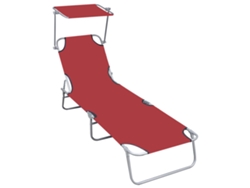 Tumbona plegable de aluminio rojo con dosel de Lovely Home