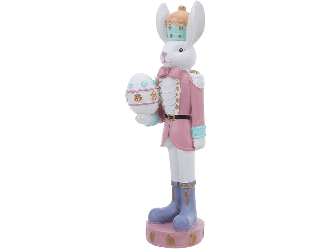 Estatua Conejo Cascanueces Resina Decoración Interiores Conejito Pascua Primavera Festiva Hogar Rosa Mesa
