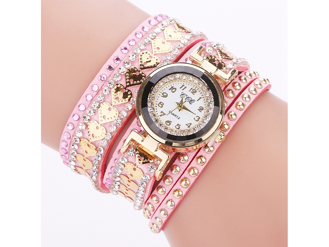Reloj De Pulsera Zhoulianfa Para Mujer Con Correa De Pu Con Estampado Floral Y Movimiento De Cuarzo (rosa Y Rojo).