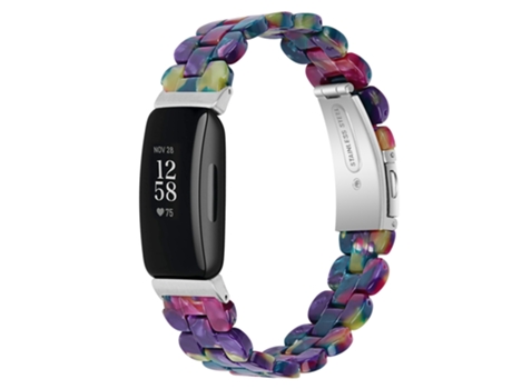 Correa de reloj inteligente para Fitbit Inspire 3, correa de repuesto de resina ovalada (flor verde púrpura)