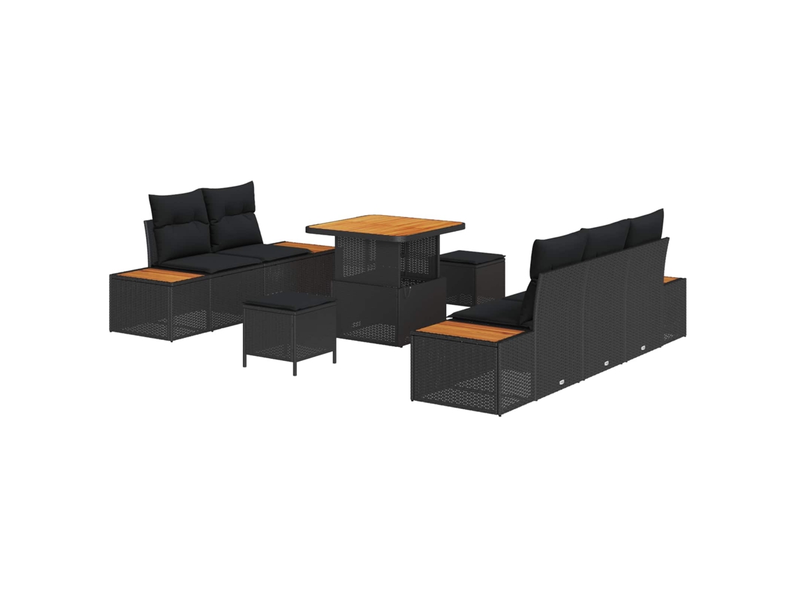 Maison Exclusive - Conjunto De Sofá De Jardín Con Cojín Con Almohada 8 Pcs Negro