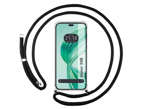 Funda con Cordón Suspensa para Honor X8B TUMUNDOSMARTPHONE Silicona Negro