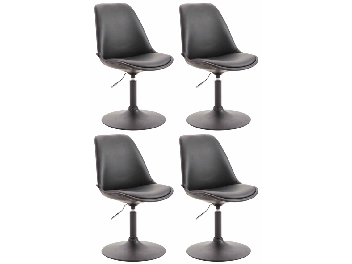Juego de 4 sillas de comedor Maverick de piel sintética CLP negro/negro