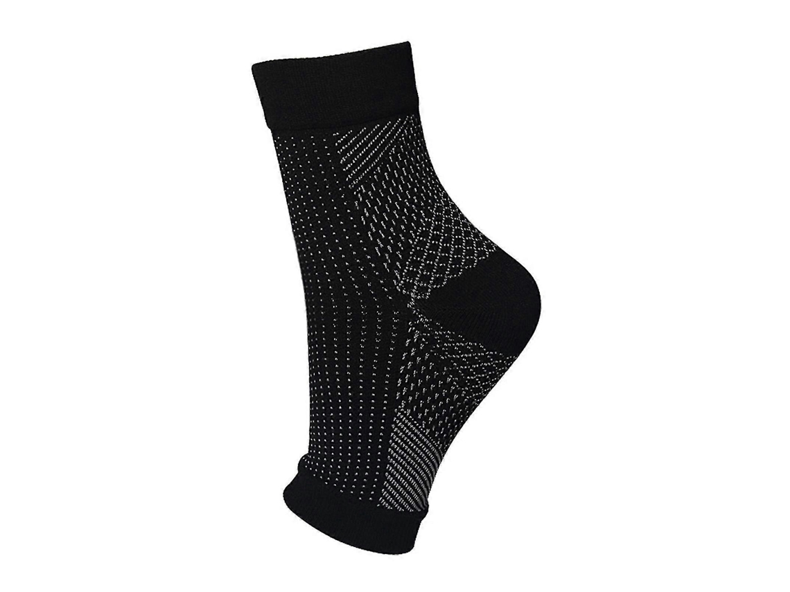 Meias de compressão Soothesocks para neuropatia. Aliviam dores no calcanhar e no arco do pé, melhoram a circulação e a estabilidade. Tamanhos G-GG. Preto e branco.