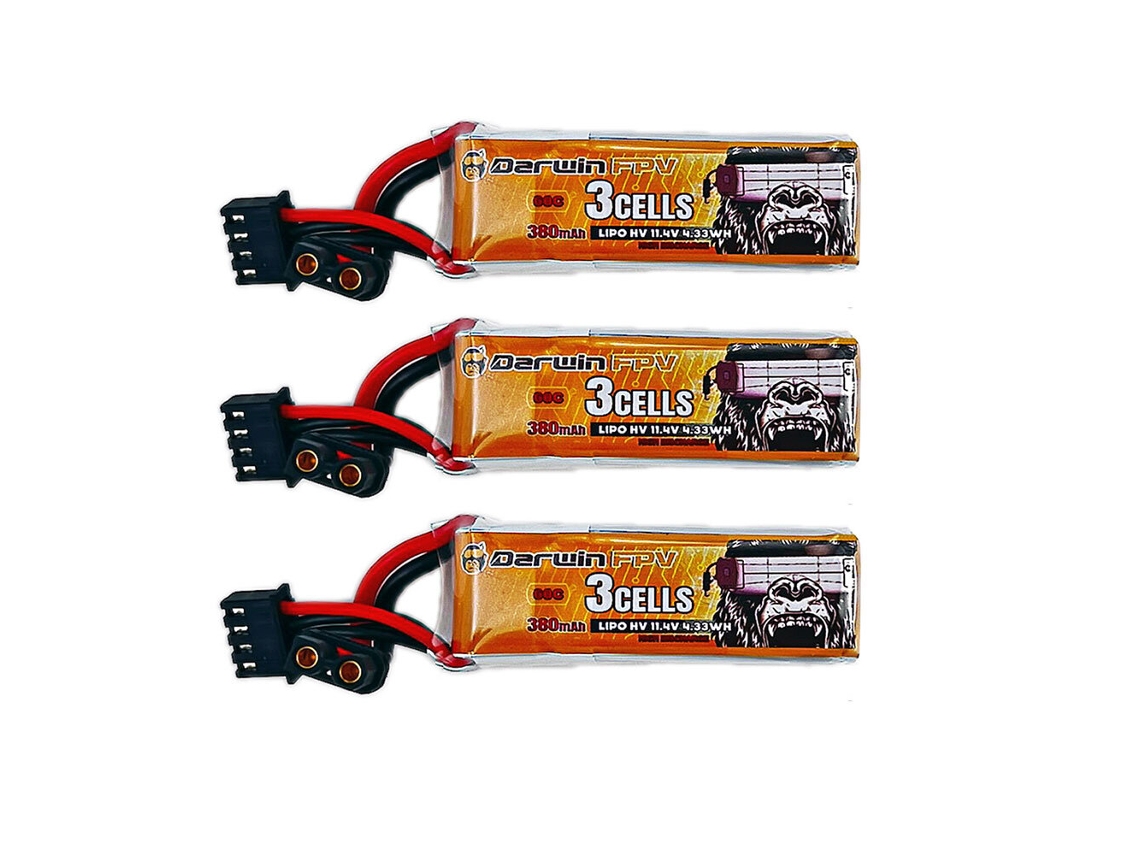 Batería de polímero de litio Darwinfpv de 11,4 V, 380 mAh, 60 C, 3 s, conector XT30 para el modelo Darwinfpv Baby Apeprov2