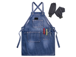 Delantal De Vaquero Ajustable Con Bolsillos Para Mujer Y Hombre - Estilo Desgastado | Talla S A Xxl