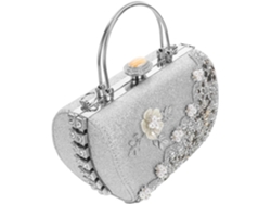 Bolsa De Mão Floral Para Festa Feminina, Elegante Bolsa Para Baile De Formatura Com Detalhes Em Cristal.