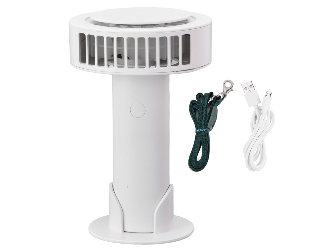 Ventilador eléctrico portátil, 3 velocidades, USB, blanco
